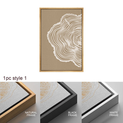 Framed Canvas Print Wall Art Set of 2 Duotone Wood Tree Ring Abastract Illustrations Modern Art Minimalist Boho Decor