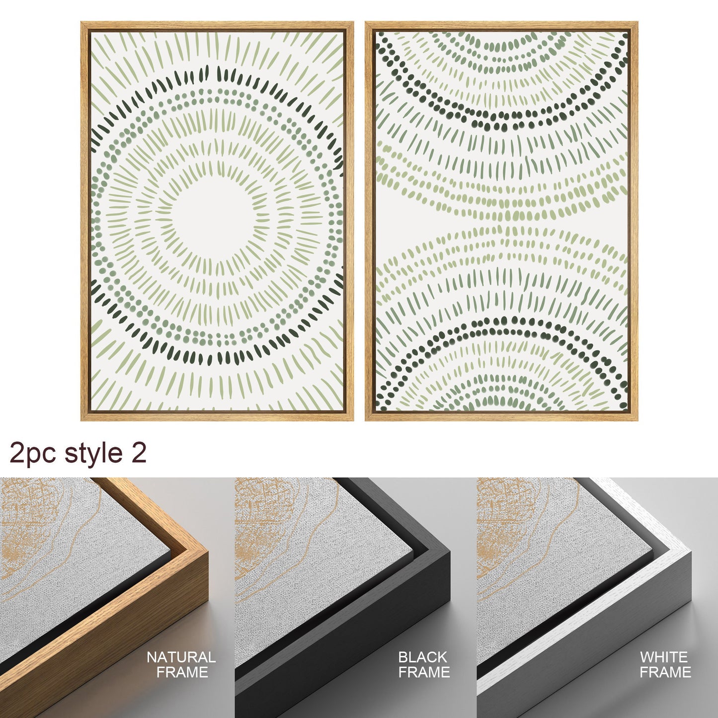 Framed Canvas Wall Art Set of 3 Sage Green Abstract Wood Tree Rings Prints Minimalist Modern Wall Art Neutral Boho Decor