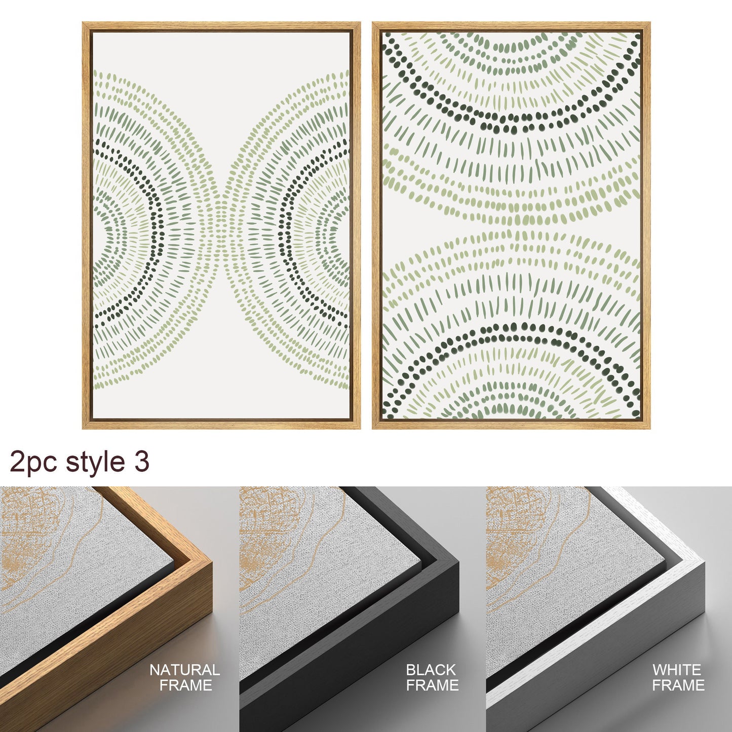 Framed Canvas Wall Art Set of 3 Sage Green Abstract Wood Tree Rings Prints Minimalist Modern Wall Art Neutral Boho Decor